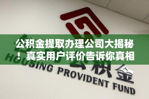 平和公积金提取办理公司大揭秘！真实用户评价告诉你真相